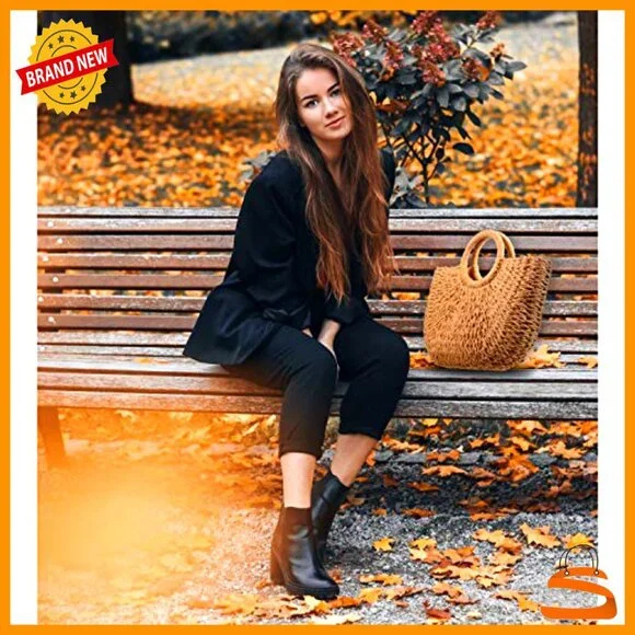 Handmade Straw Tote Bag Rattan Woven Handbag Travel Beach Bag - Picture 2 of 7